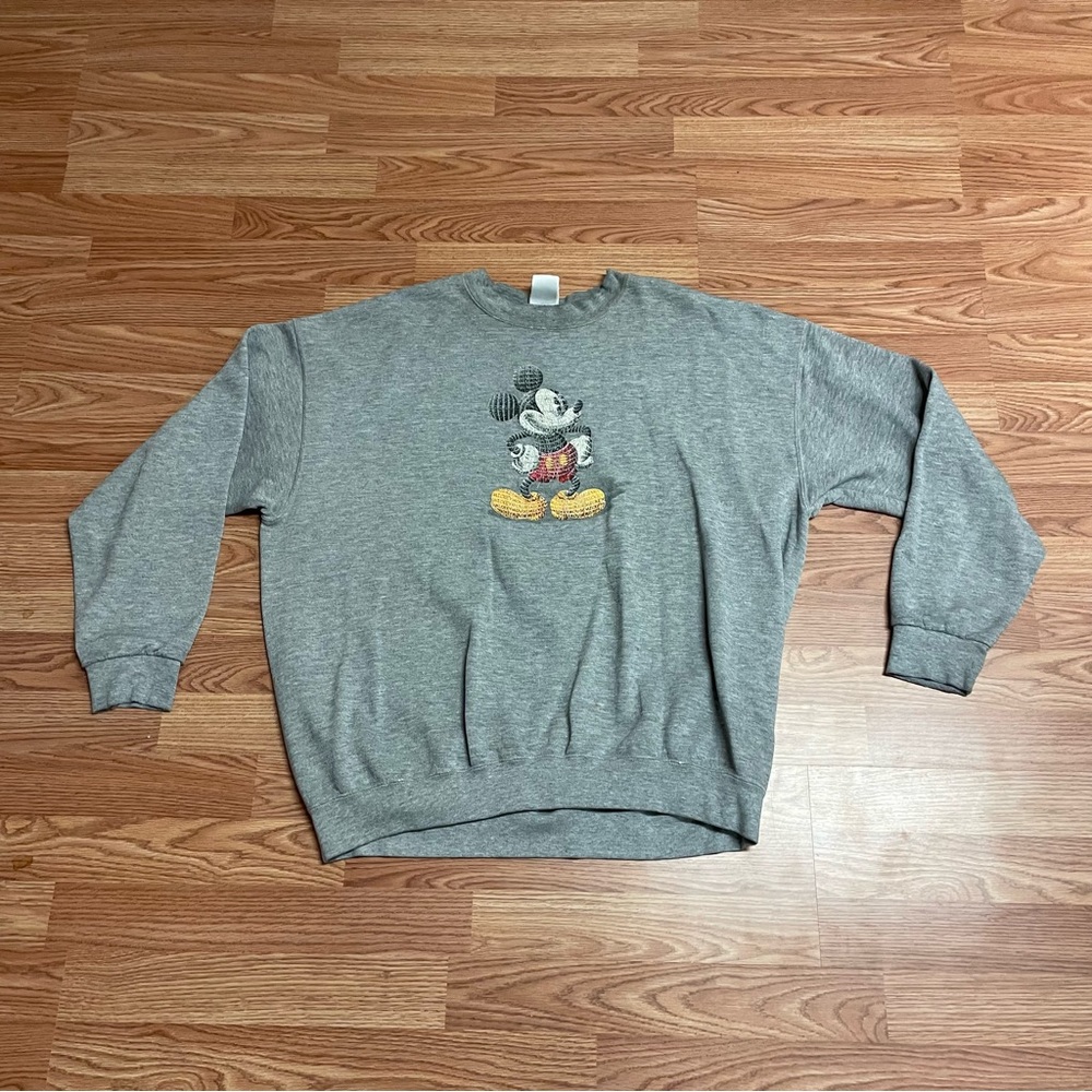 Vintage Disney Mickey Mouse Men’s Sweatshirt Pullover Size XXL Gray Y2K Print